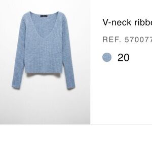 Mango V neck ribbed sweater - wool blend